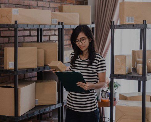 woman holding box